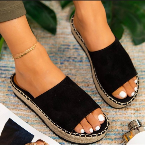 HP✨Black Espadrille Sandal Sz11 2Left - Picture 2 of 4